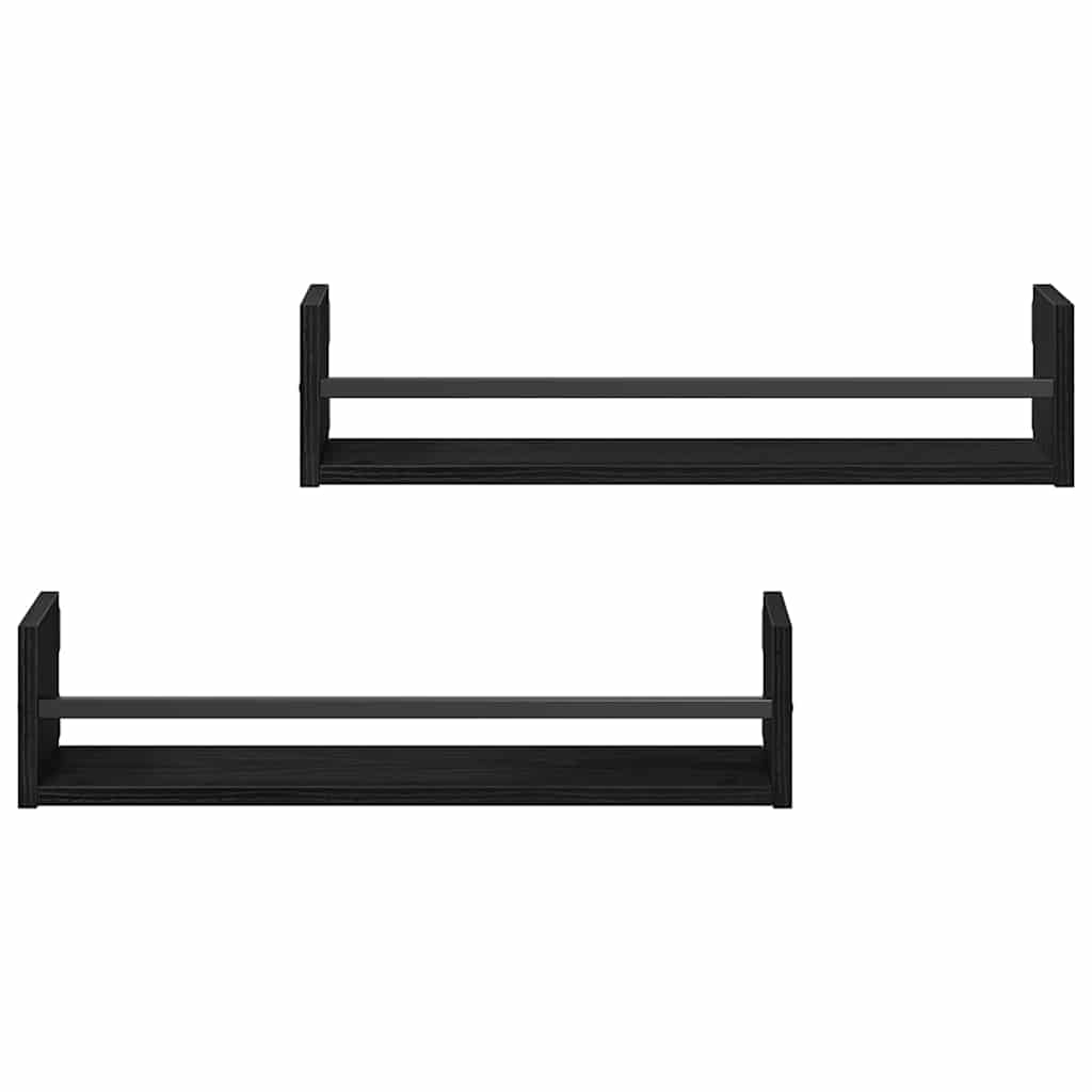 Polica na zidu Zidne 2 pcs Crni hrast 60 x 16 x 14 cm