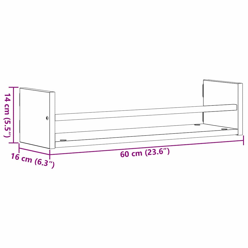 Polica na zidu Zidne 2 pcs Crni hrast 60 x 16 x 14 cm