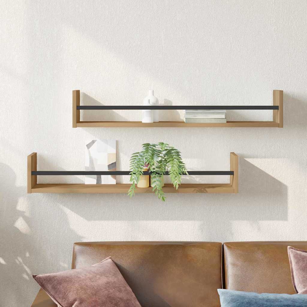 Polica na zidu Zidne 2 pcs Umjetnički hrast 80 x 16 x 14 cm
