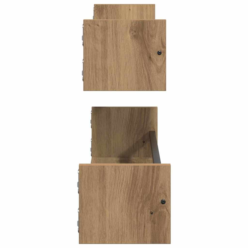 Polica na zidu Zidne 2 pcs Umjetnički hrast 80 x 16 x 14 cm