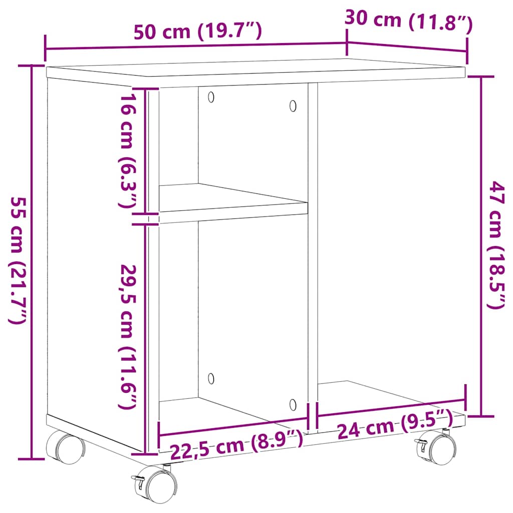 Stolić s policom Crni hrast 50 x 30 x 55 cm Konstruirano drvo