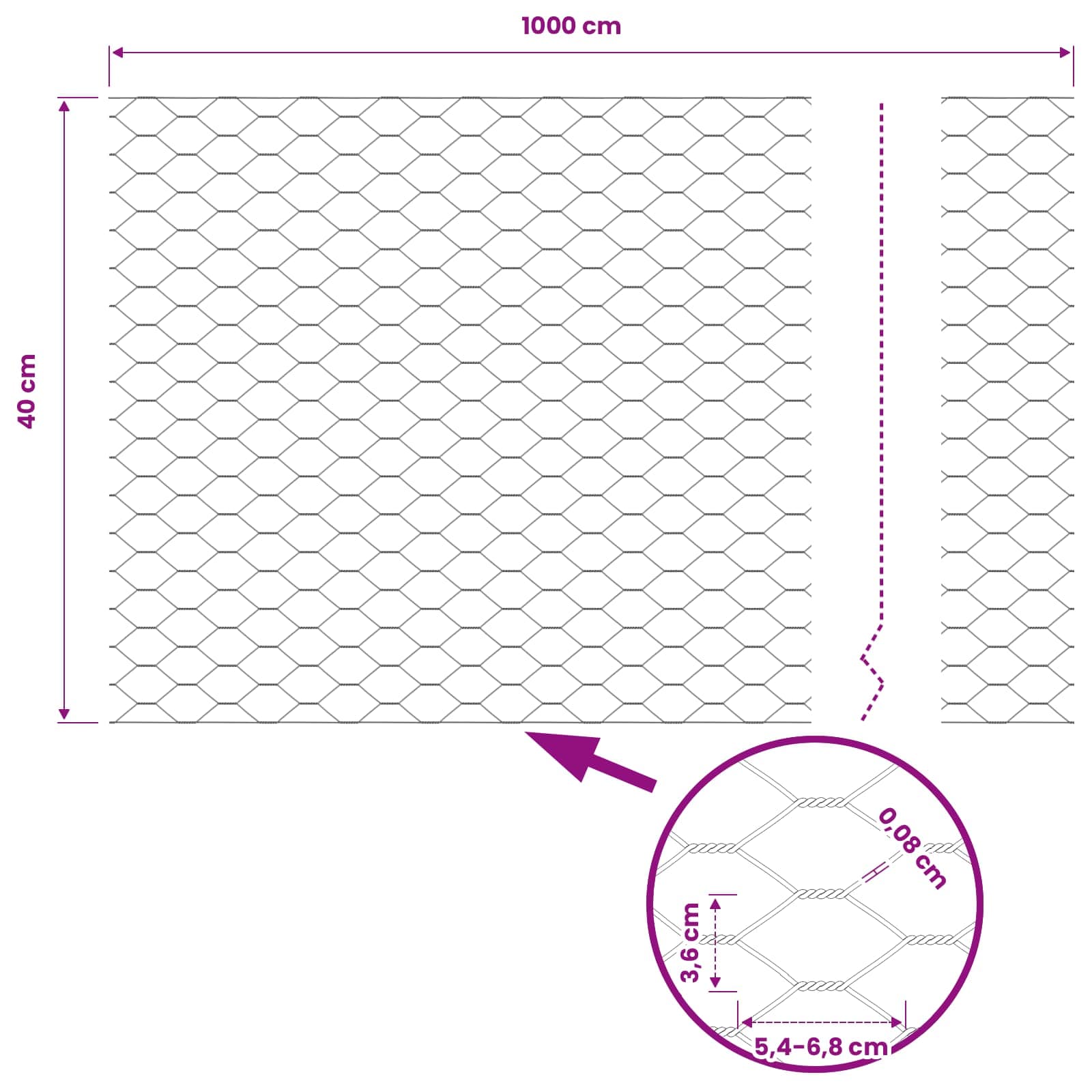 Heksagonalna ograda Siva 0,4 x 10 m PVC