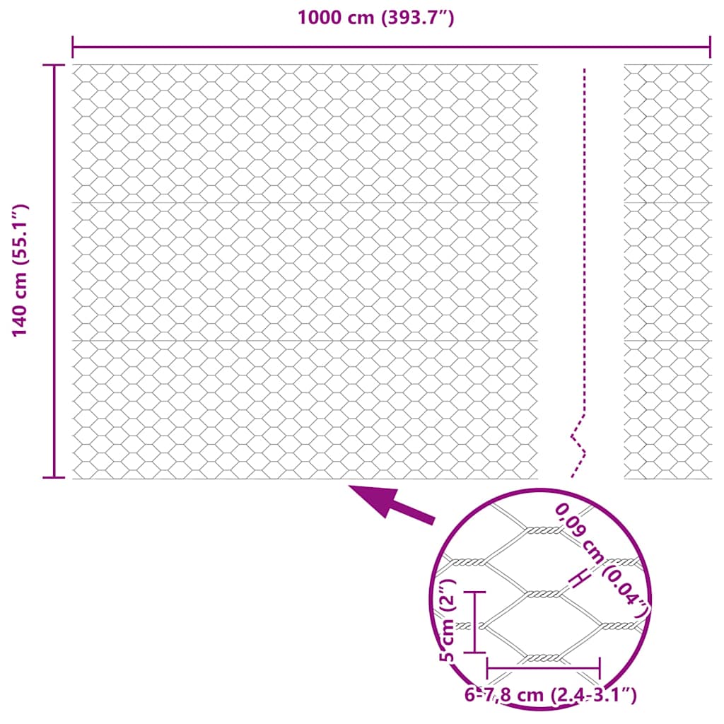 Heksagonalna ograda Siva 1,4 x 10 m PVC