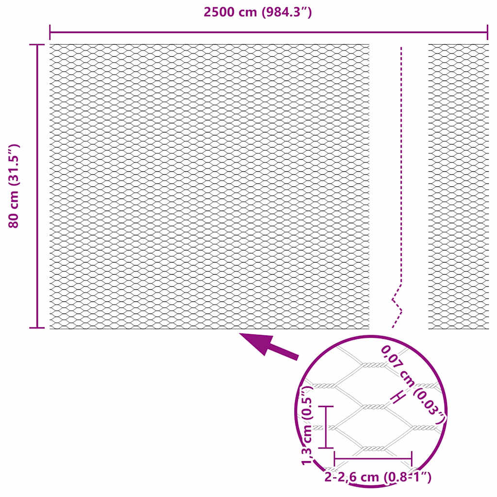 Heksagonalna ograda Siva 0,8 x 25 m PVC