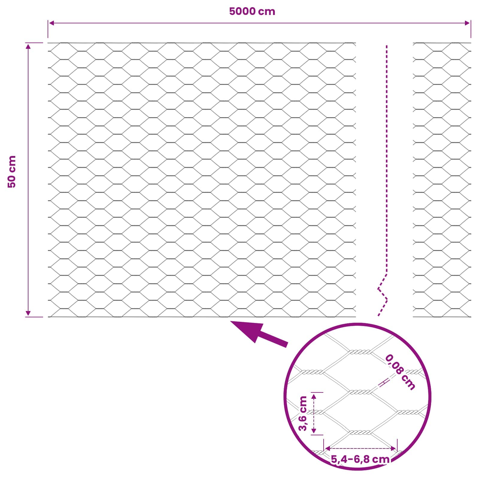 Heksagonalna ograda Siva 0,5 x 50 m PVC