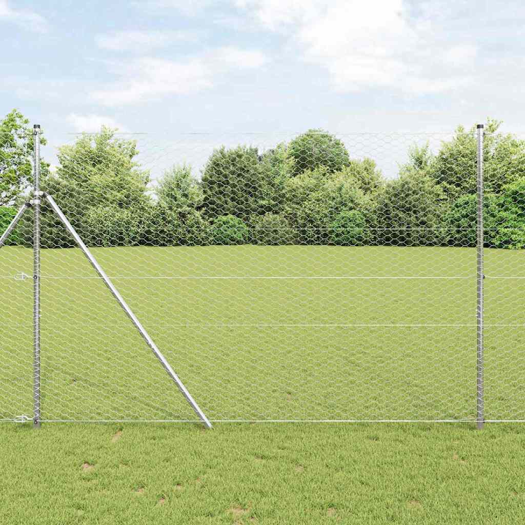 Heksagonalna ograda Srebrno 1,6 x 10 m Pocinčani čelik
