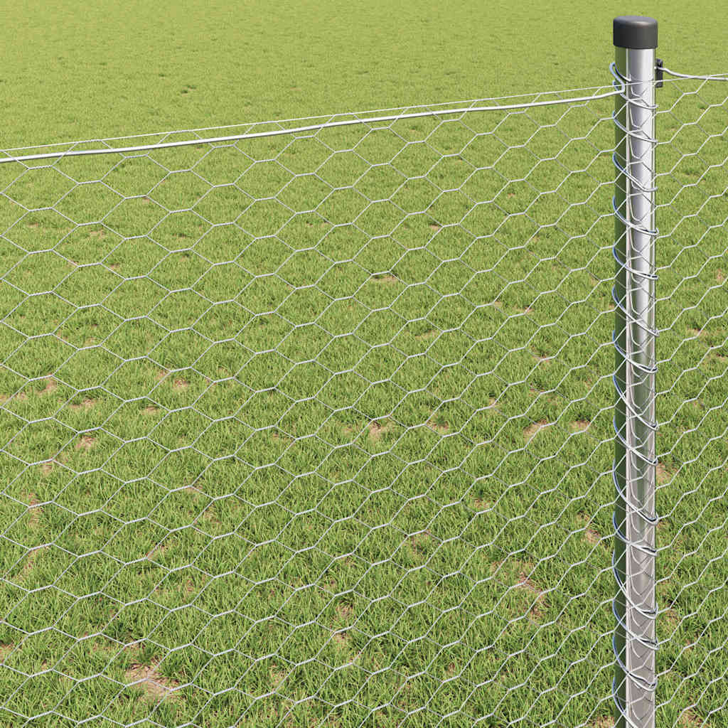 Heksagonalna ograda Srebrno 1,6 x 25 m Pocinčani čelik