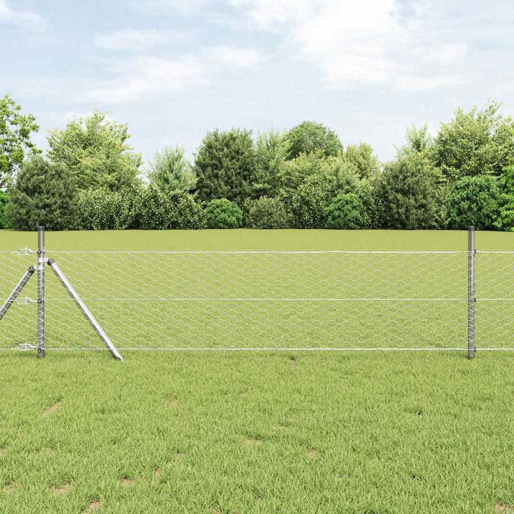 Heksagonalna ograda Srebrno 0,4 x 50 m Pocinčani čelik
