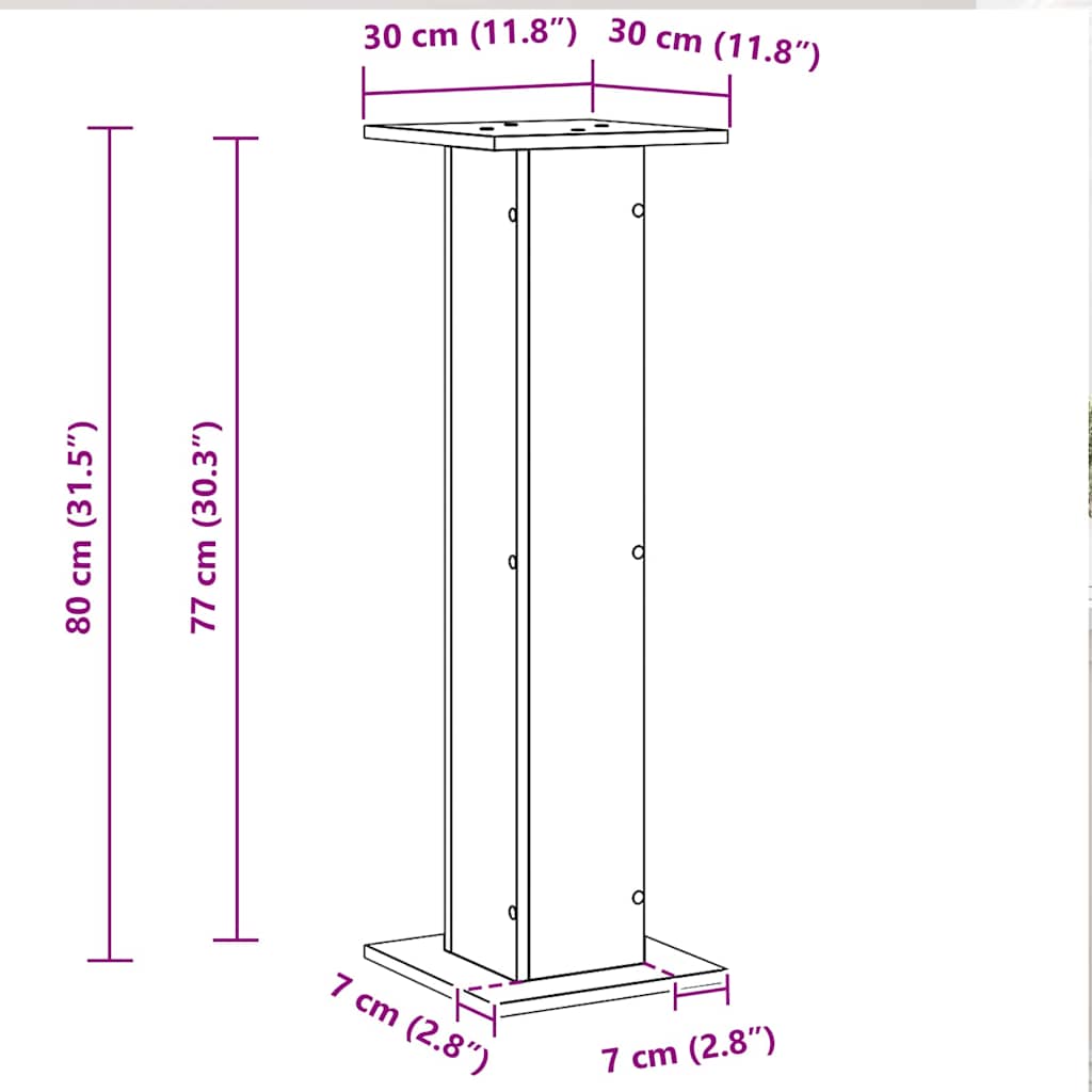 Stalak za biljke 2 pcs Crni hrast 30 x 30 x 80 cm