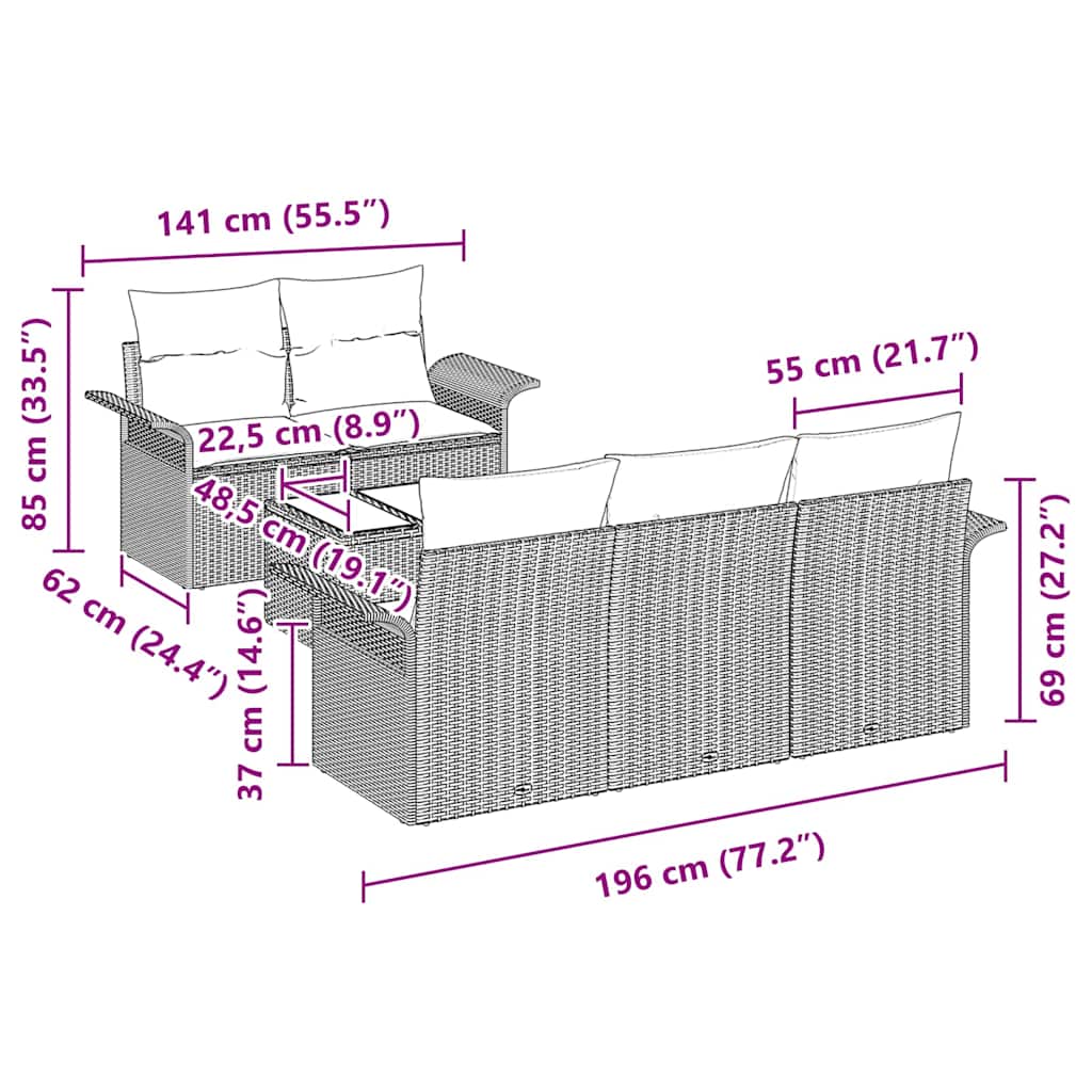 Set sofe s jastukom 6 pcs Crna poliratan