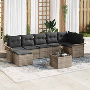 Sjedeća garnitura za vrt s jastukom 8 pcs Siva Poli ratan