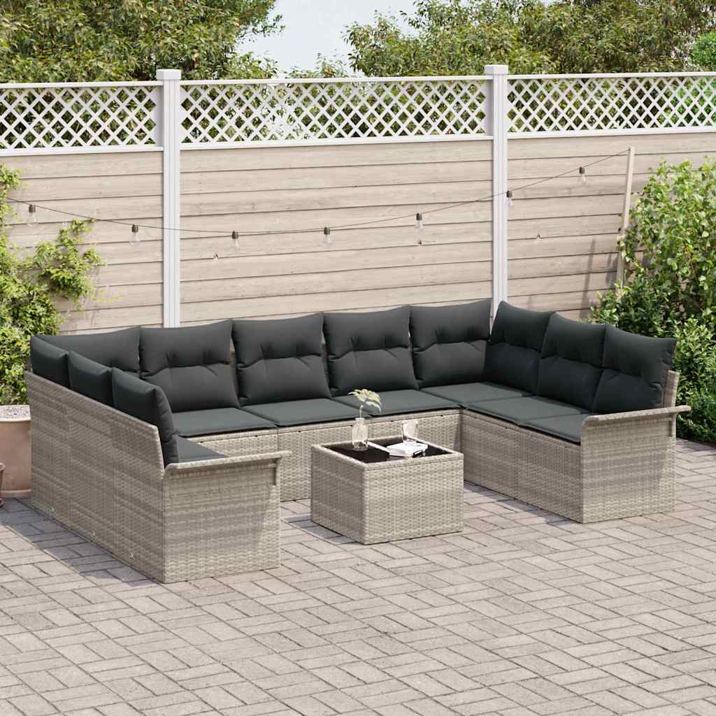 Sjedeća garnitura za vrt 10 pcs Svijetlo siva poliratan