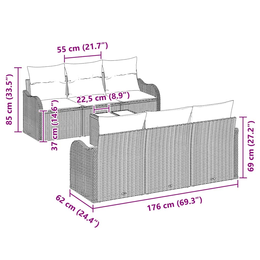 Sjedeća garnitura za vrt Crna 55 x 55 x 37 cm poliratan