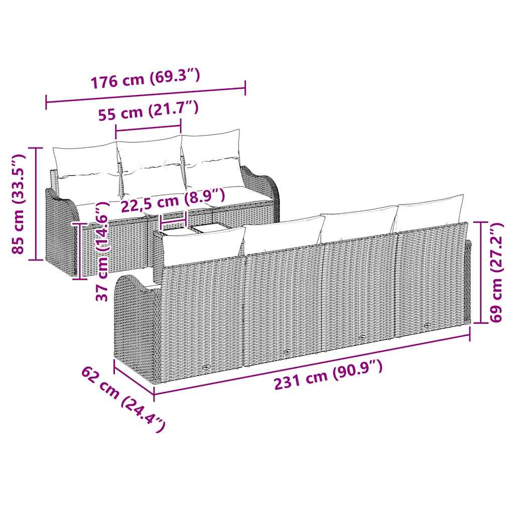 Sjedeća garnitura za vrt Svijetlo siva 55 x 55 x 37 cm