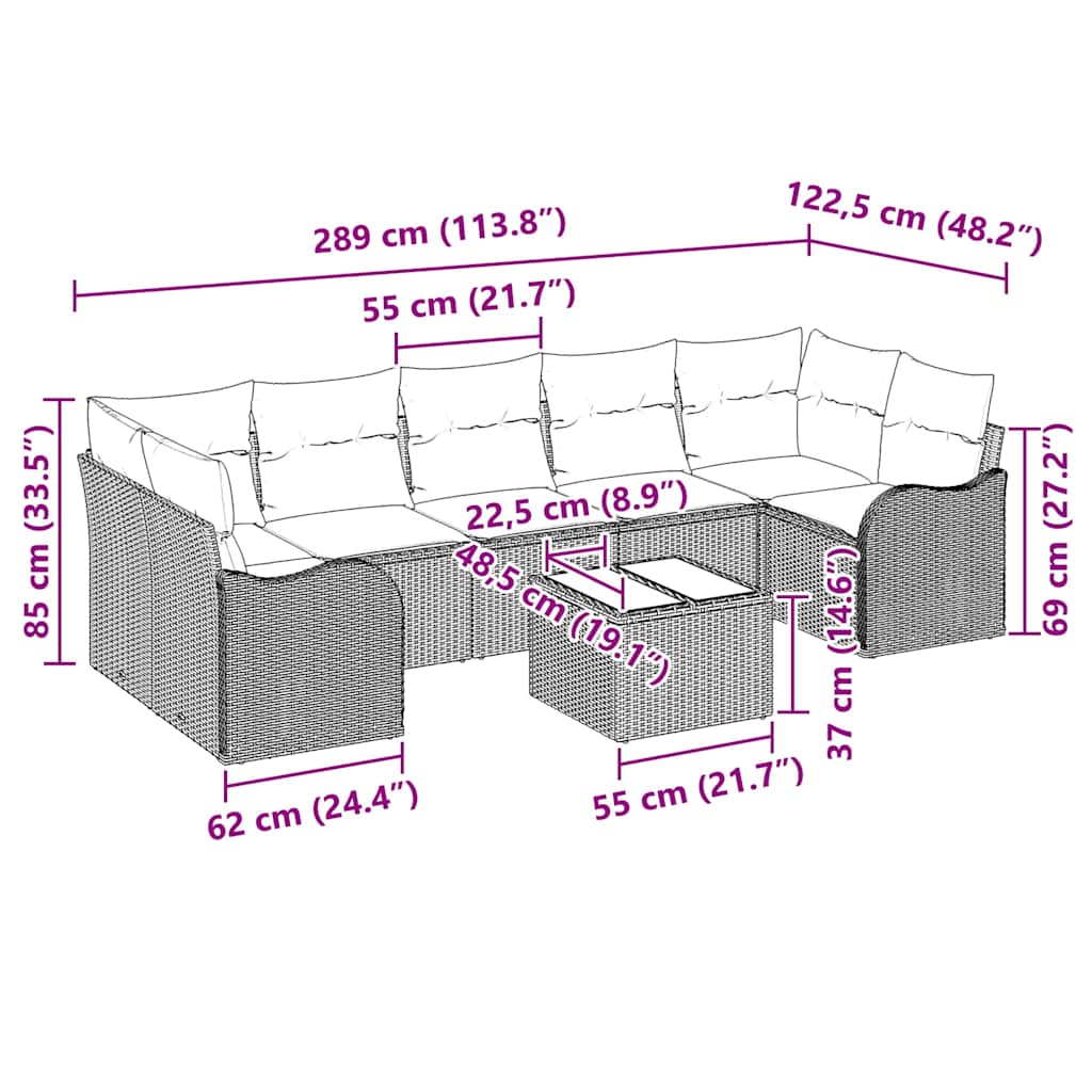 Sjedeća garnitura za vrt Bež 55 x 55 x 37 cm poliratan