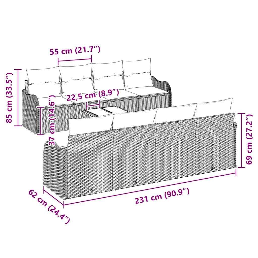 Sjedeća garnitura za vrt Svijetlo siva 55 x 55 x 37 cm