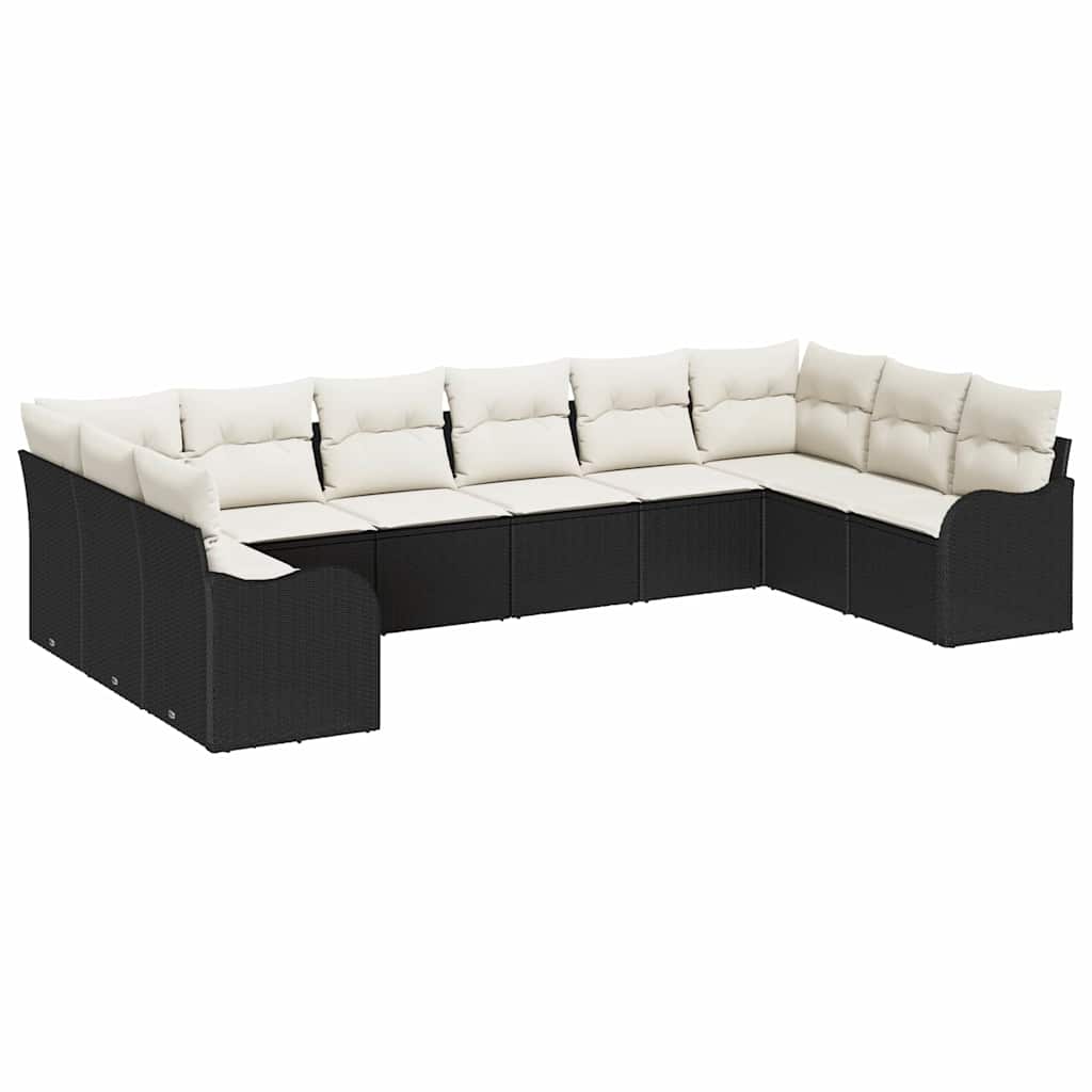 Sjedeća garnitura za vrt Crna 344 x 177,5 x 85 cm poliratan