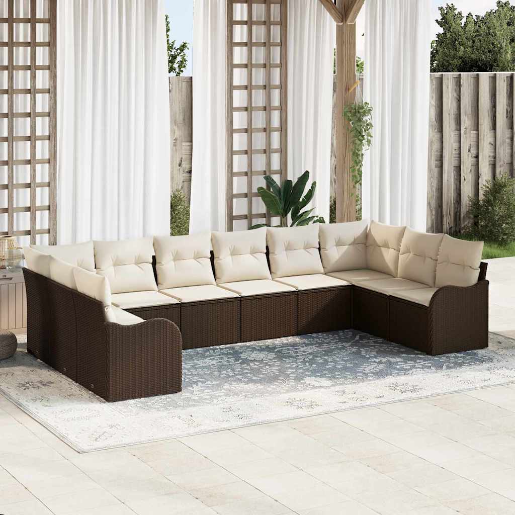 Sjedeća garnitura za vrt Smeđa 344 x 177,5 x 85 cm poliratan
