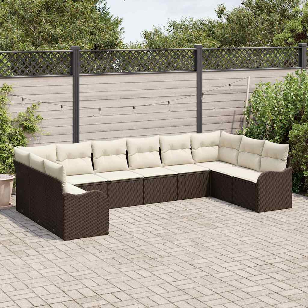 Sjedeća garnitura za vrt Smeđa 344 x 177,5 x 85 cm poliratan