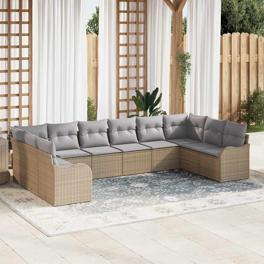 Sjedeća garnitura za vrt Bež 344 x 177,5 x 85 cm poliratan