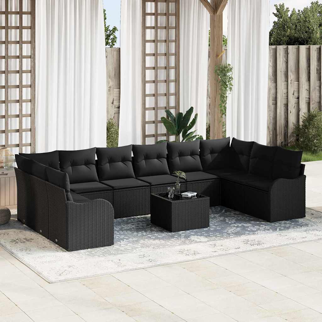 Sjedeća garnitura za vrt Crna 55 x 55 x 37 cm poliratan