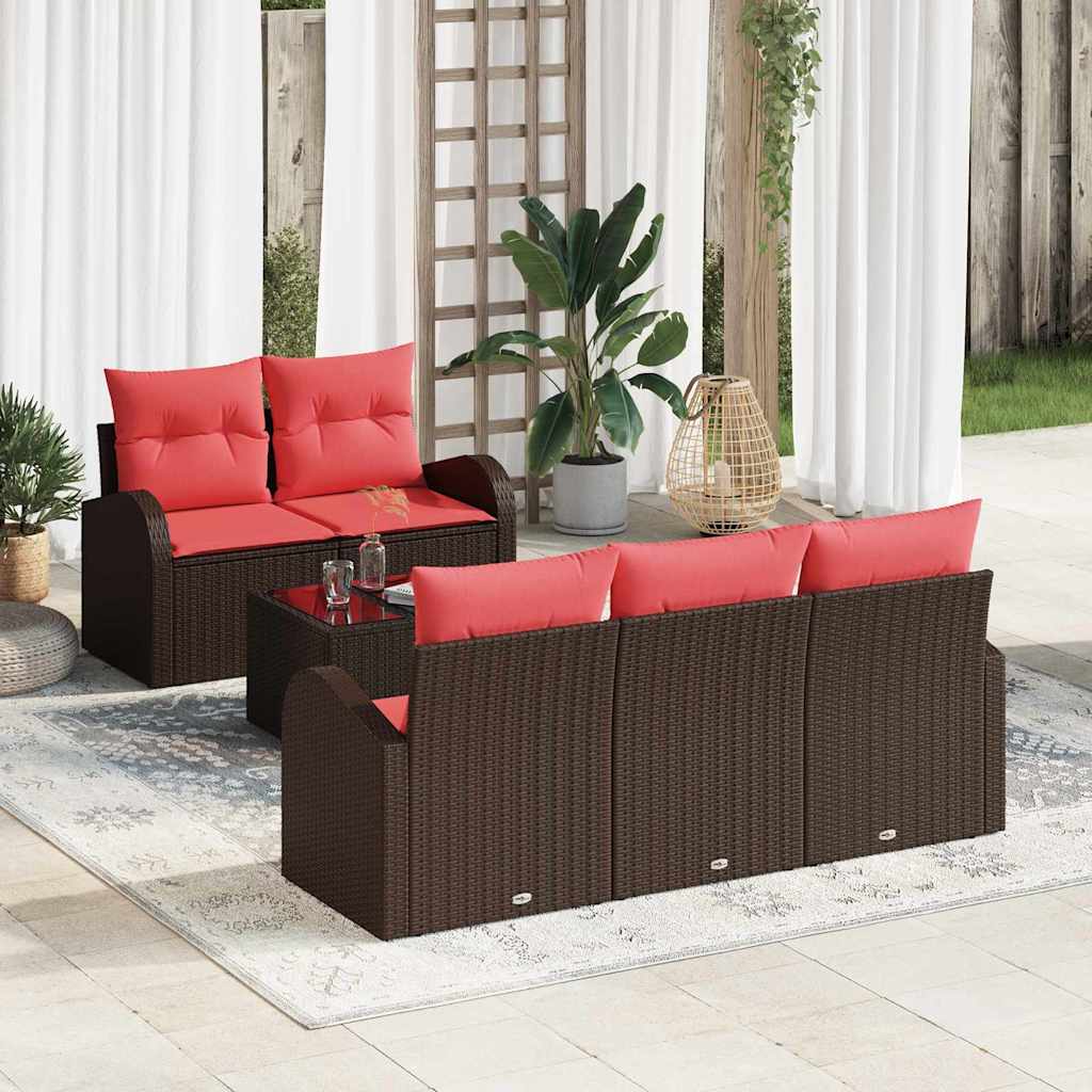 Set sofe s jastukom 6 pcs Smeđa Poliester