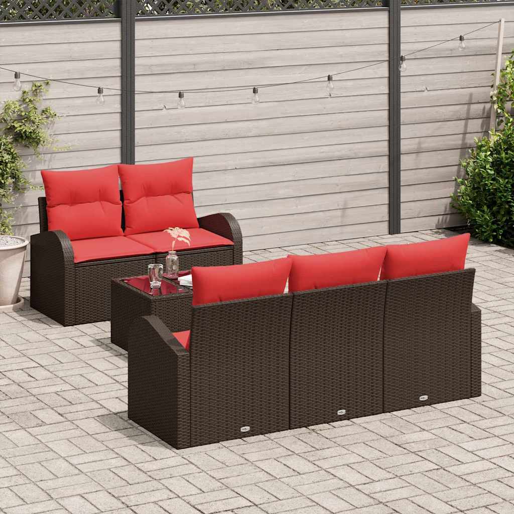 Set sofe s jastukom 6 pcs Smeđa Poliester