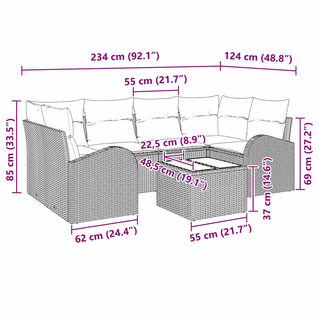 Sjedeća garnitura za vrt Siva 55 x 55 x 37 cm poliratan