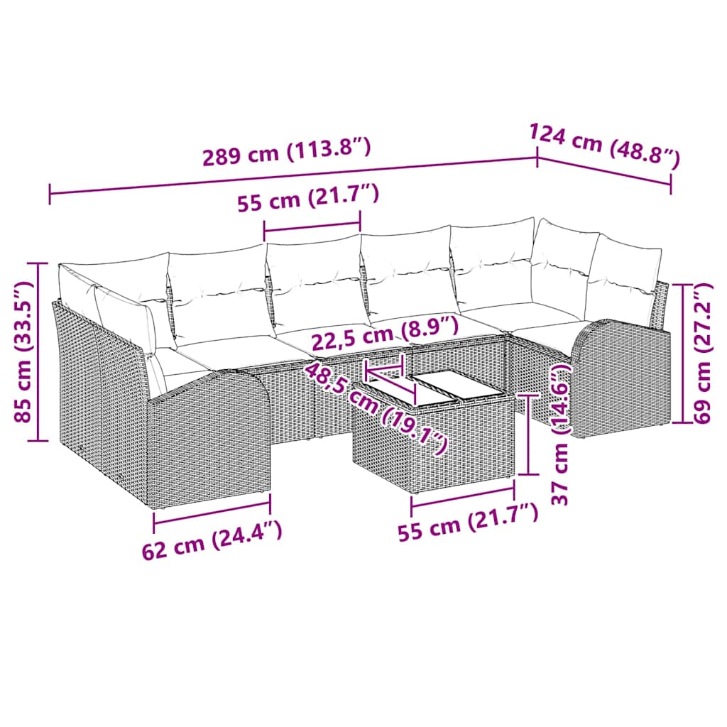 Sjedeća garnitura za vrt Smeđa 55 x 55 x 37 cm poliratan