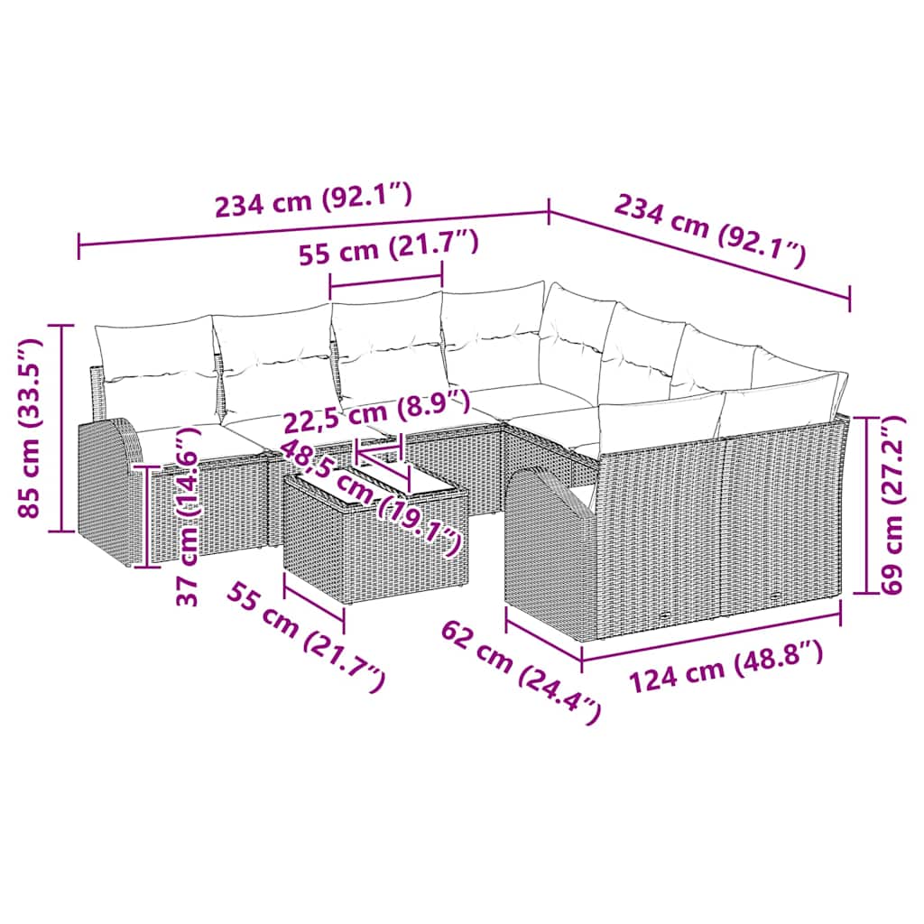 Sjedeća garnitura za vrt Bež 55 x 55 x 37 cm poliratan