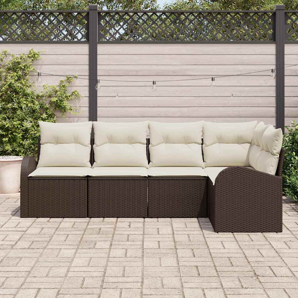 Set sofe s jastukom 5 pcs Smeđa Poliester