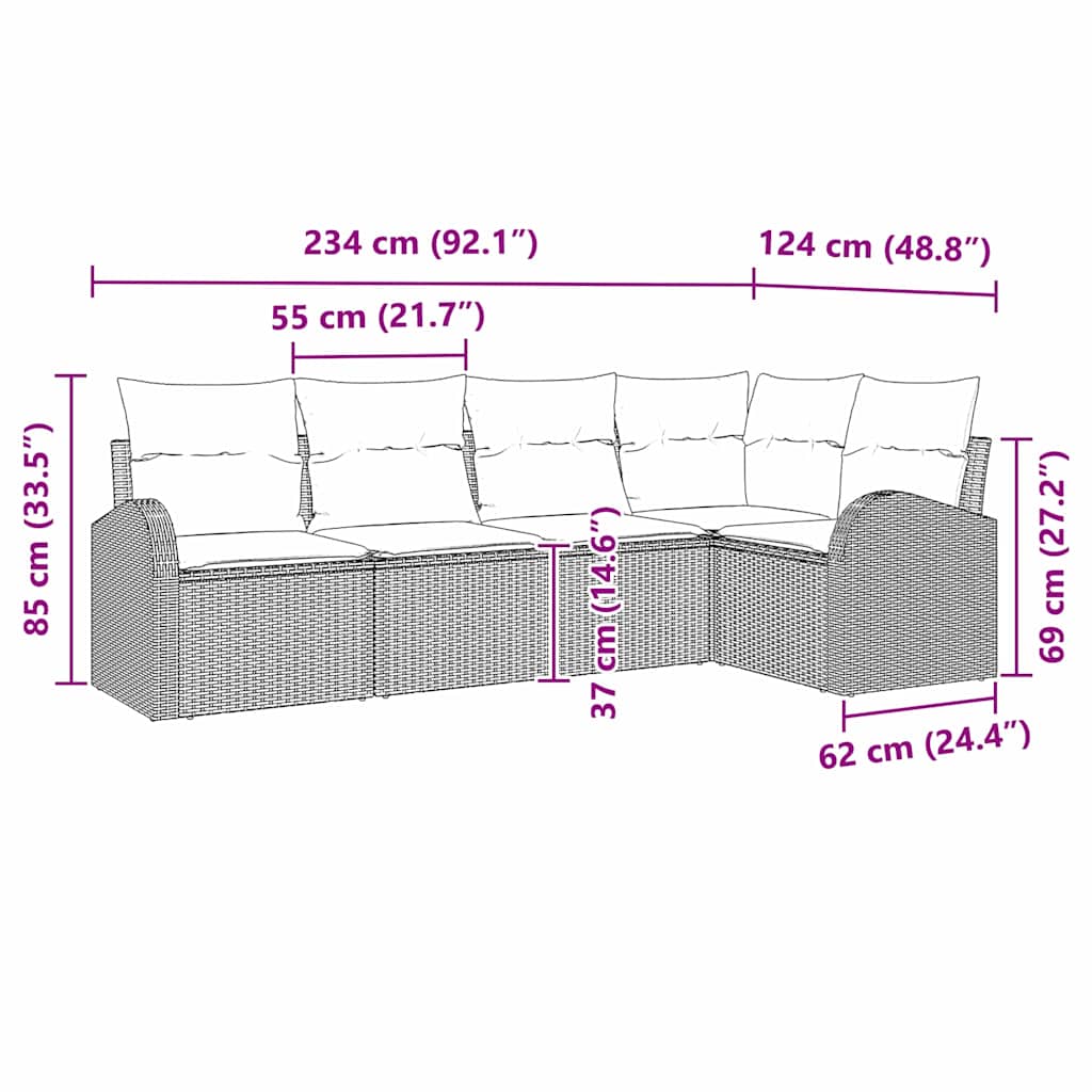 Set sofe s jastukom 5 pcs Siva Poliester