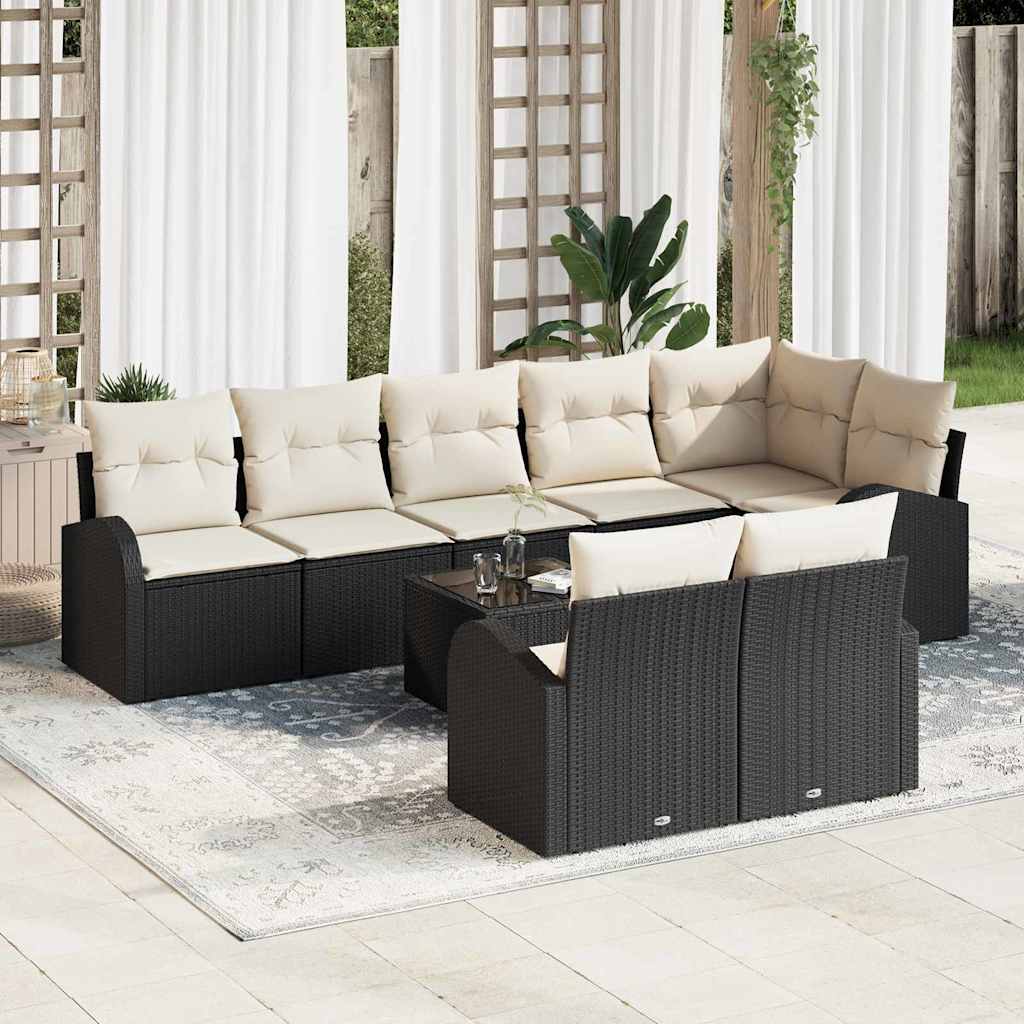Sjedeća garnitura za vrt Crna i Krema 55 x 55 x 37 cm poliratan