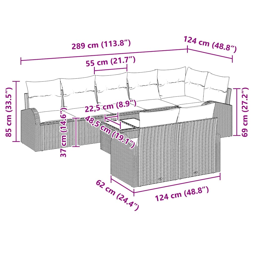 Sjedeća garnitura za vrt Siva 55 x 55 x 37 cm poliratan