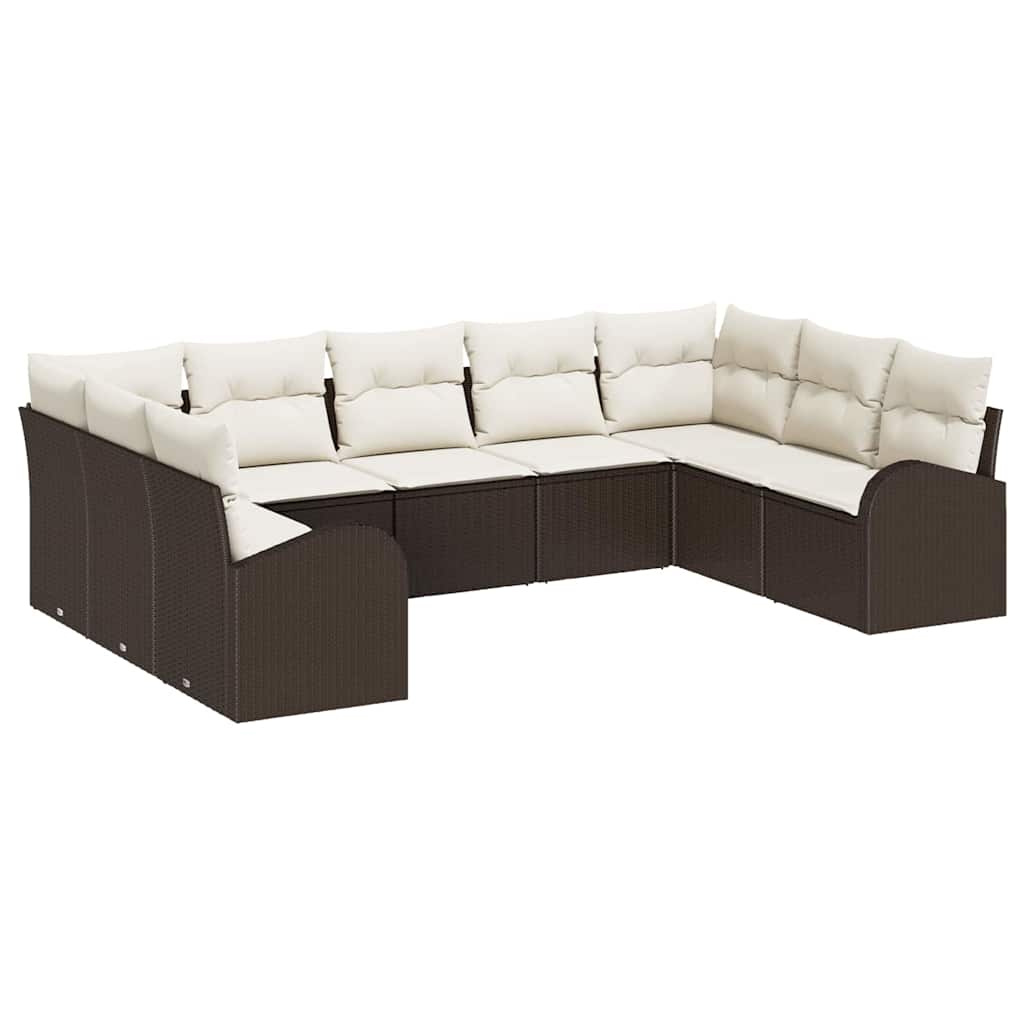 Set sofe s jastukom 9 pcs Smeđa Poli Ratan