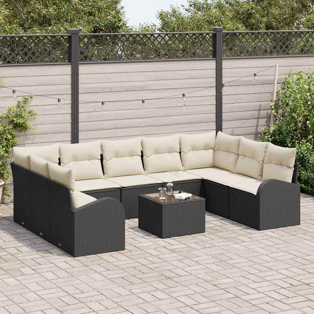 Set sofe s jastukom 10 pcs Crna Poli Ratan