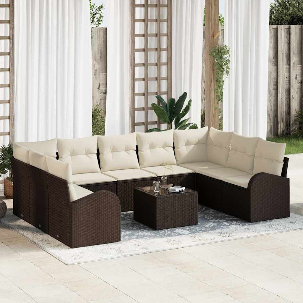 Set sofe s jastukom 10 pcs Smeđa Poli Ratan