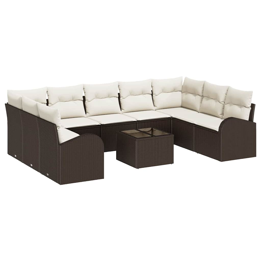 Set sofe s jastukom 10 pcs Smeđa Poli Ratan