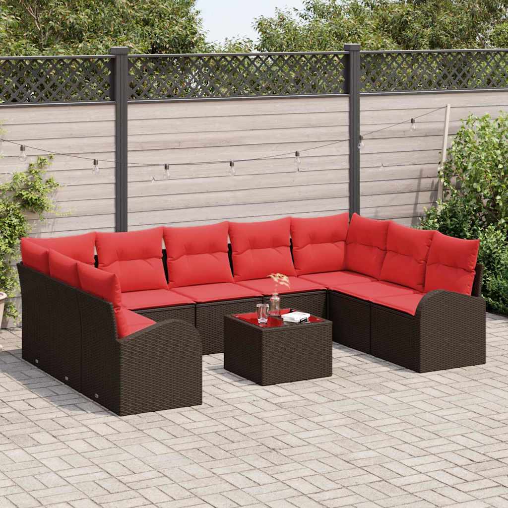 Set sofe s jastukom 10 pcs Smeđa Poli Ratan