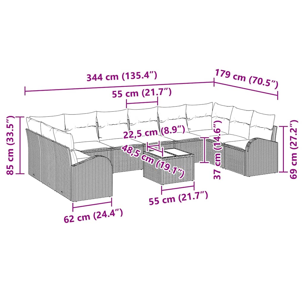 Set sofe s jastukom 11 pcs Siva Poliratana