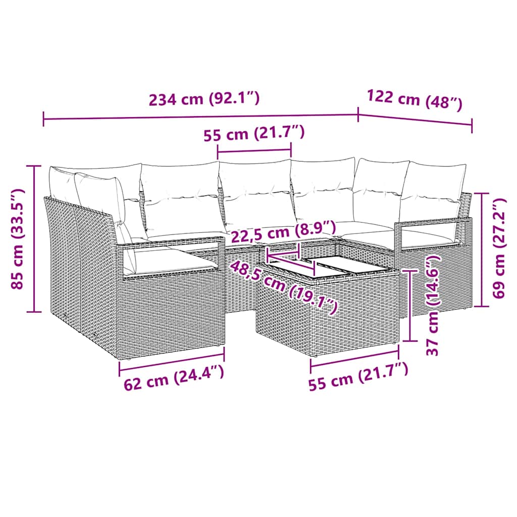 Set sofe s jastukom 7 pcs Siva poliratan