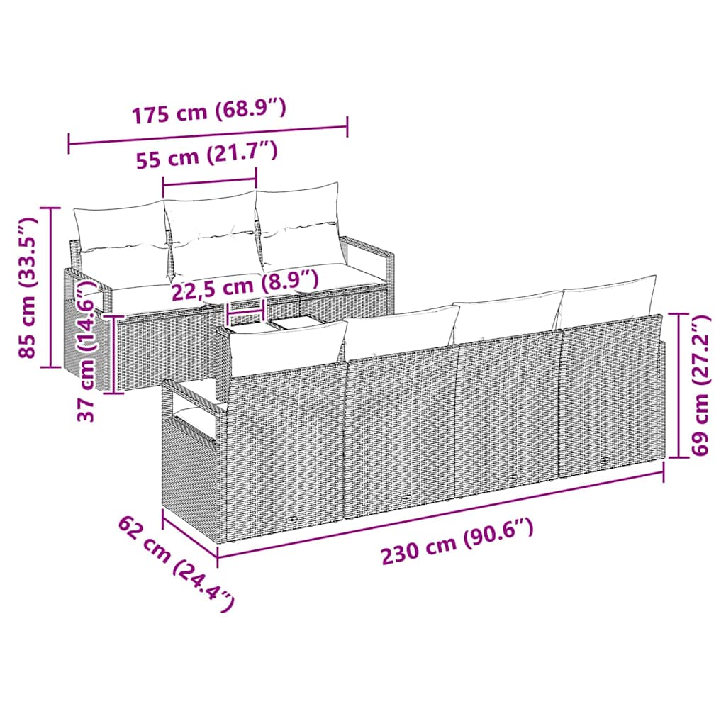 Set sofe s jastukom 8 pcs Crna i Krema poliratan