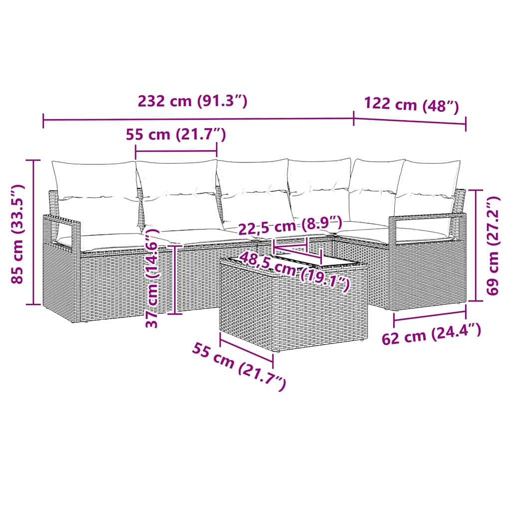 Set sofe s jastukom 6 pcs Crna poliratan
