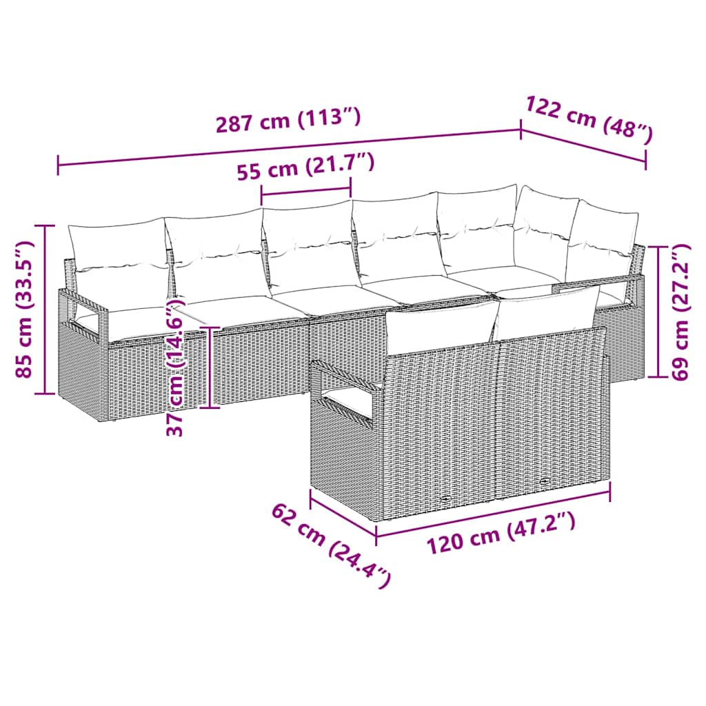 Set sofe 8 pcs Crna poliratan