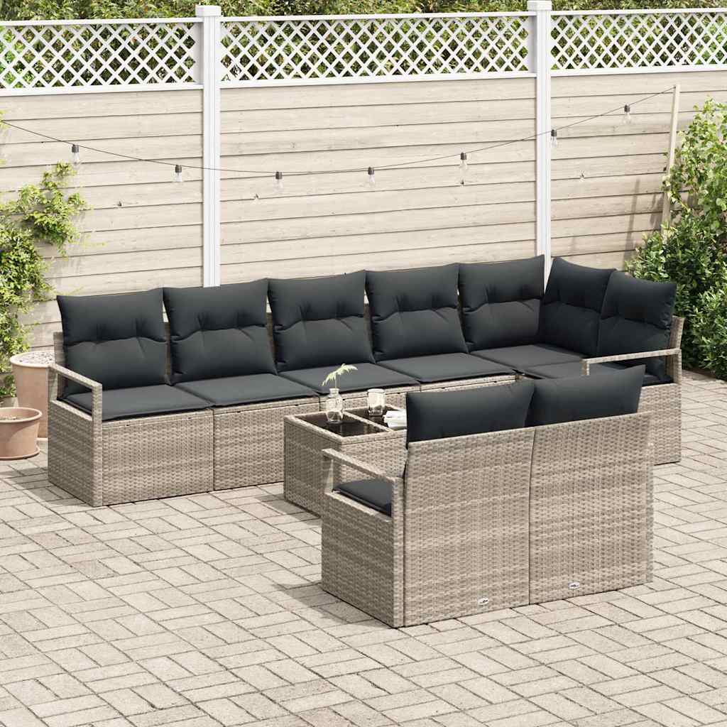 Set sofe s jastukom 9 pcs Svijetlo siva poliratan
