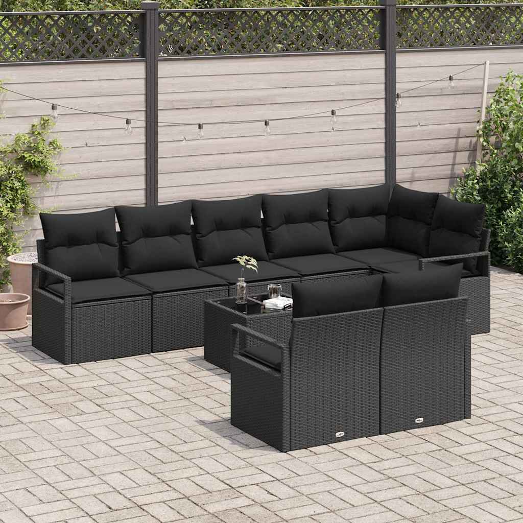 Set sofe s jastukom 9 pcs Crna poliratan