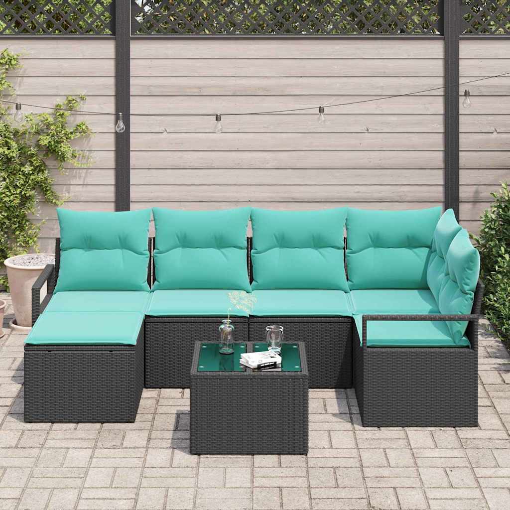 Set sofe s jastukom 7 pcs Crna poliratan