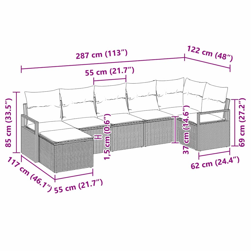 Set sofe s jastukom 7 pcs Bež poliratan