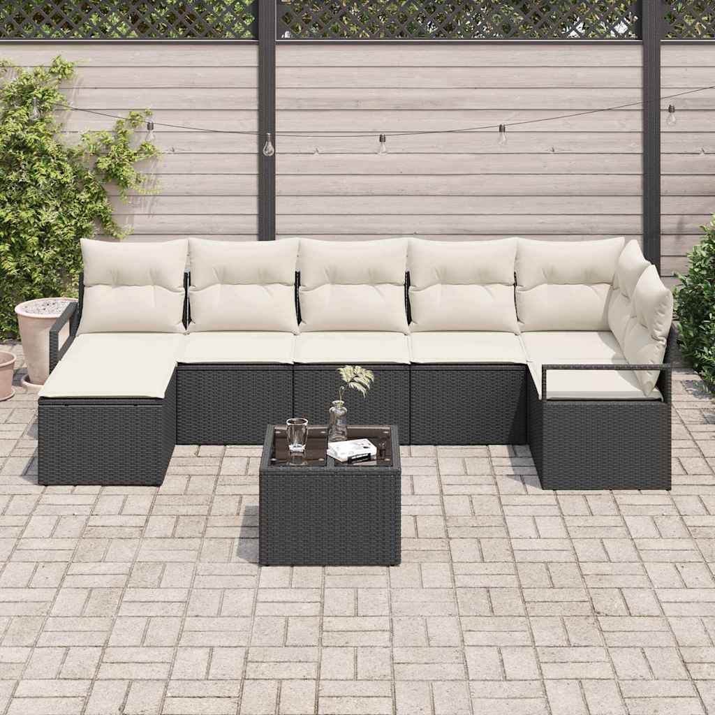 Set sofe s jastukom 8 pcs Crna poliratan