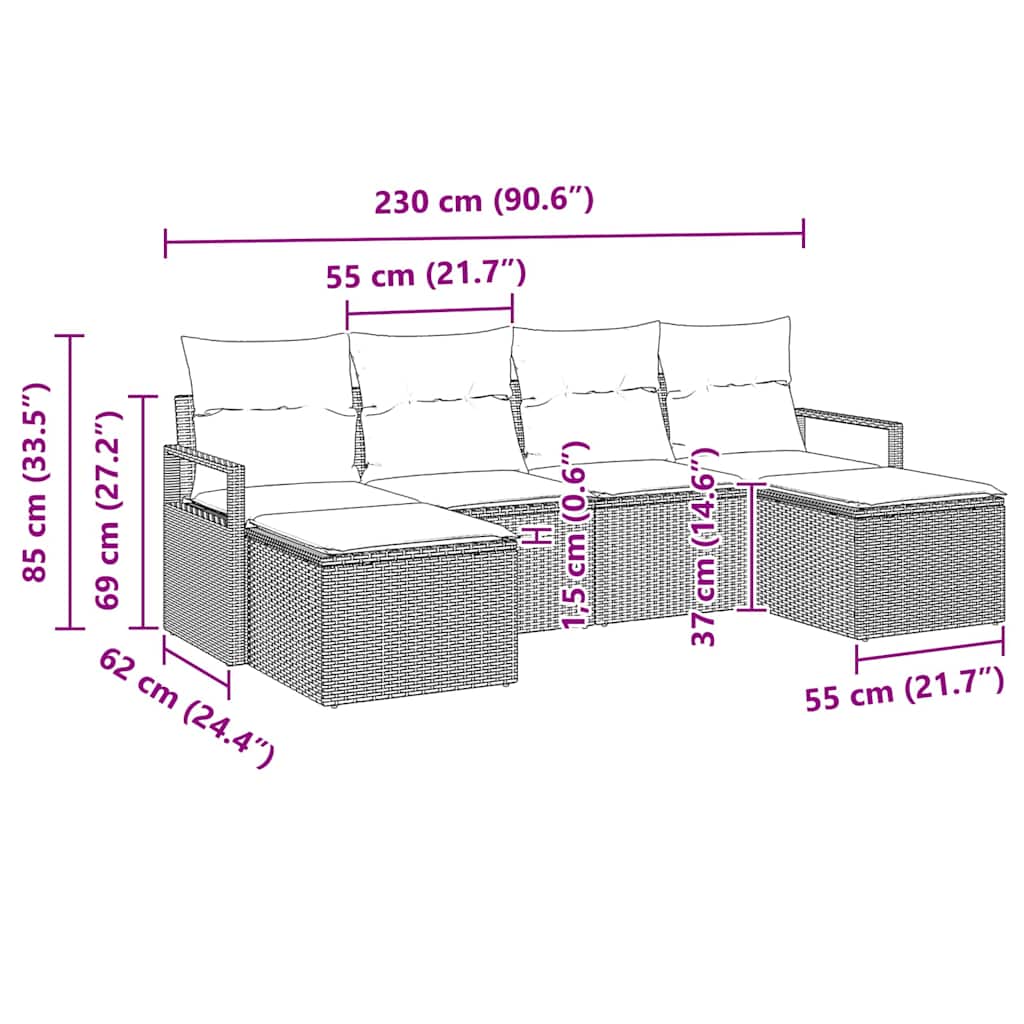 Set sofe 6 pcs Bež poliratan
